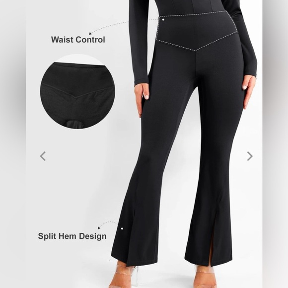 POPILUSH Shapewear High Rise Tummy Control Split Hem Flare Leg Pants - Picture 2 of 7